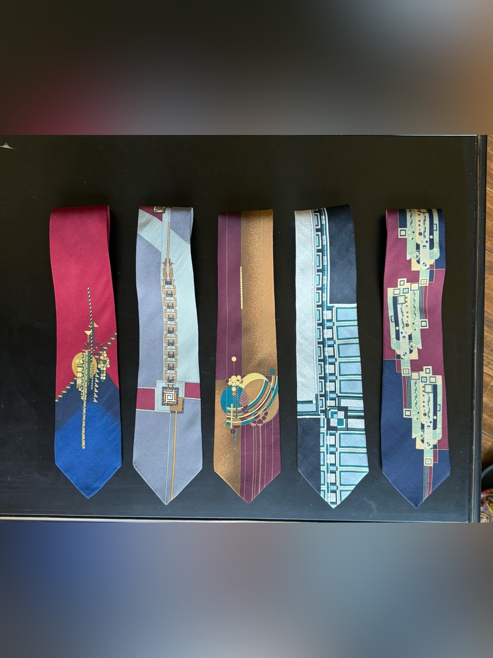 Frank Lloyd Wright Neckties  (58-60”  -  set of 5)